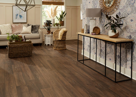 12mm Golden Chestnut w/pad Water-Resistant Laminate Flooring 7.48 in. Width x 50.6 in. Length