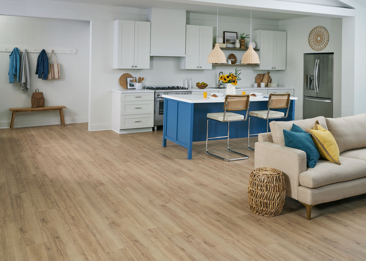 12mm Coastal Oak Water-Resistant Laminate Flooring 7.36 in. Width x 52.75 in. Length