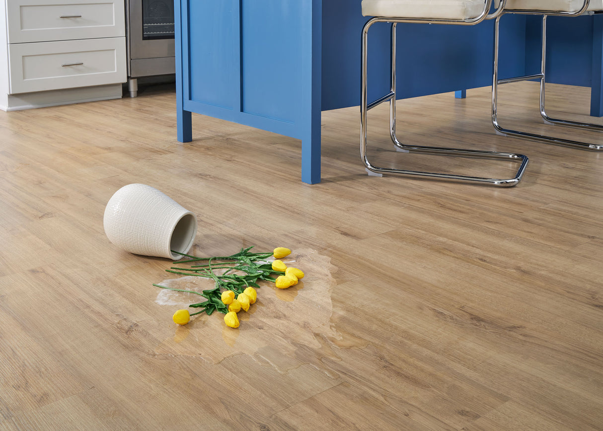 12mm Coastal Oak Water Resistant Laminate Flooring 7.36 in. Width x 52.75 in. Length - Odd Lot
