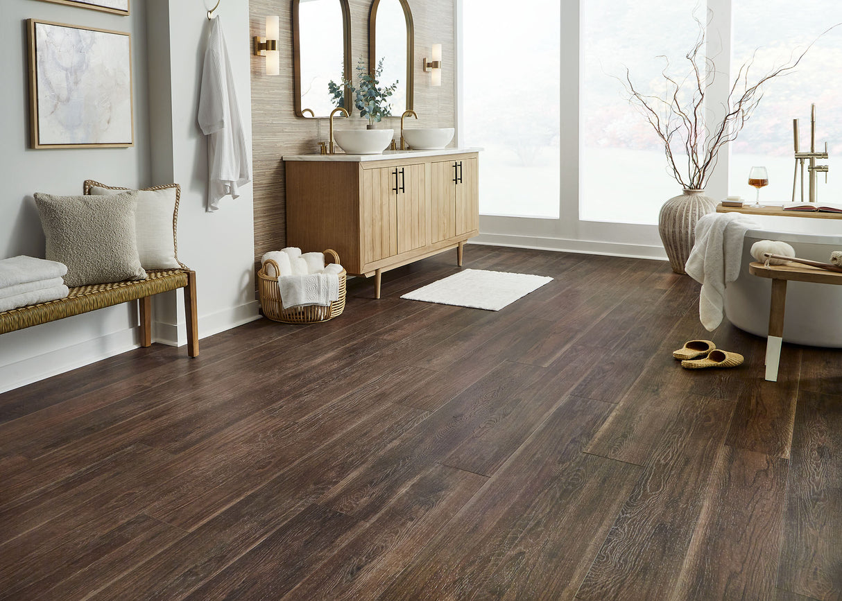 8mm w/pad Parker Peak Walnut Waterproof Rigid Vinyl Plank Flooring 7.13 in. Wide x 60 in. Long - Sample