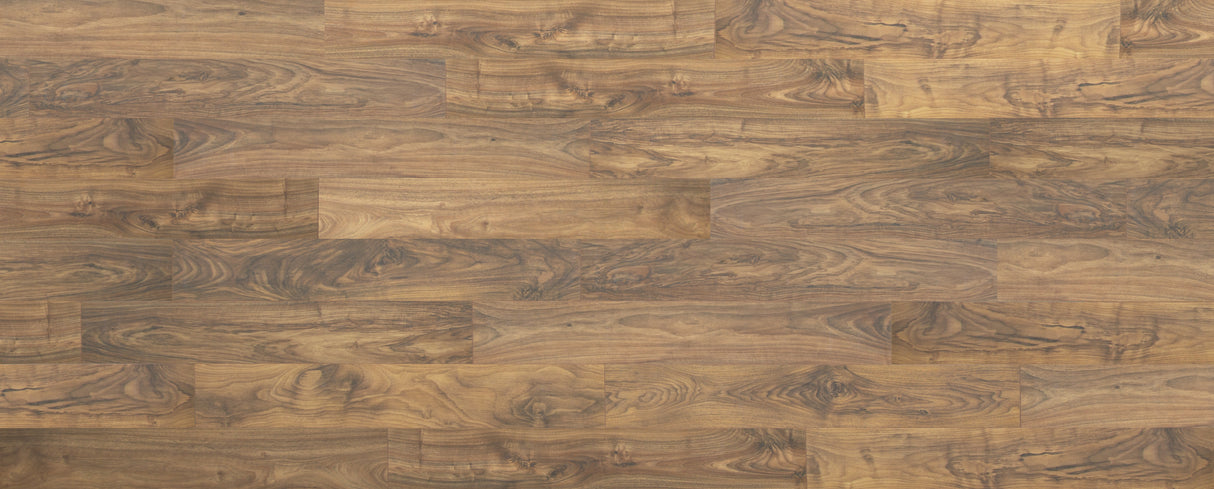 9mm w/pad Rum Cay Walnut Water-Resistant Hybrid Resilient Flooring 7.56 in. W x 50.63 in. L - Sample