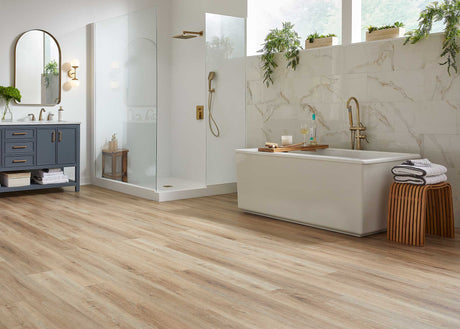Bathroom with Corluxe 6mm w/pad Island Oak Waterproof Rigid Vinyl Plank Flooring