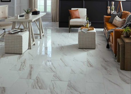 12"x24" Juno Regina Polished Porcelain Tile - As-Is - Stack Out - 418.68 Sq. Ft.