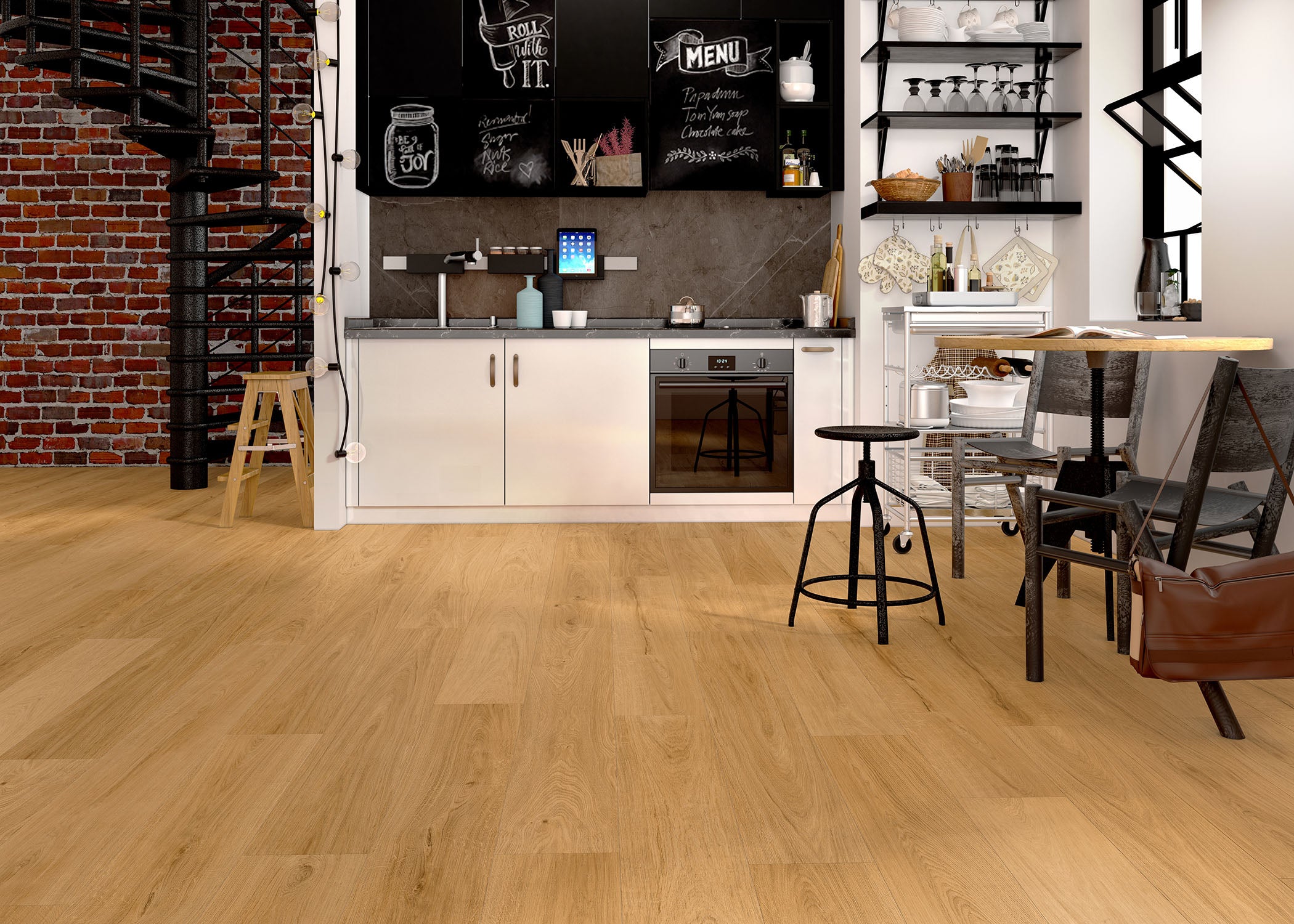 6.5mm w/pad Luven Oak Waterproof Rigid Vinyl Plank Flooring 8 in