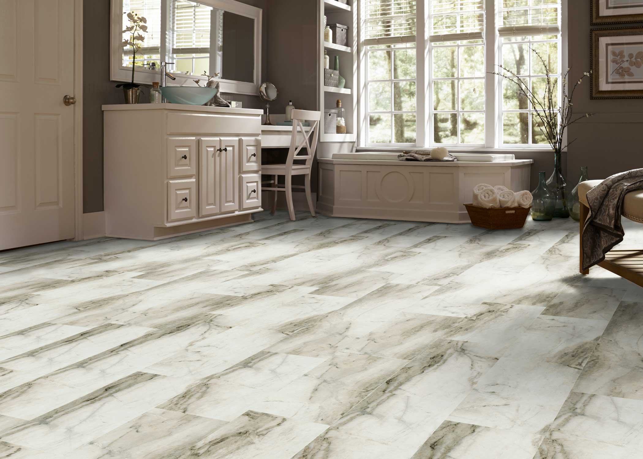 5mm w/pad Firenza Travertine Waterproof Rigid Vinyl Tile 12 in