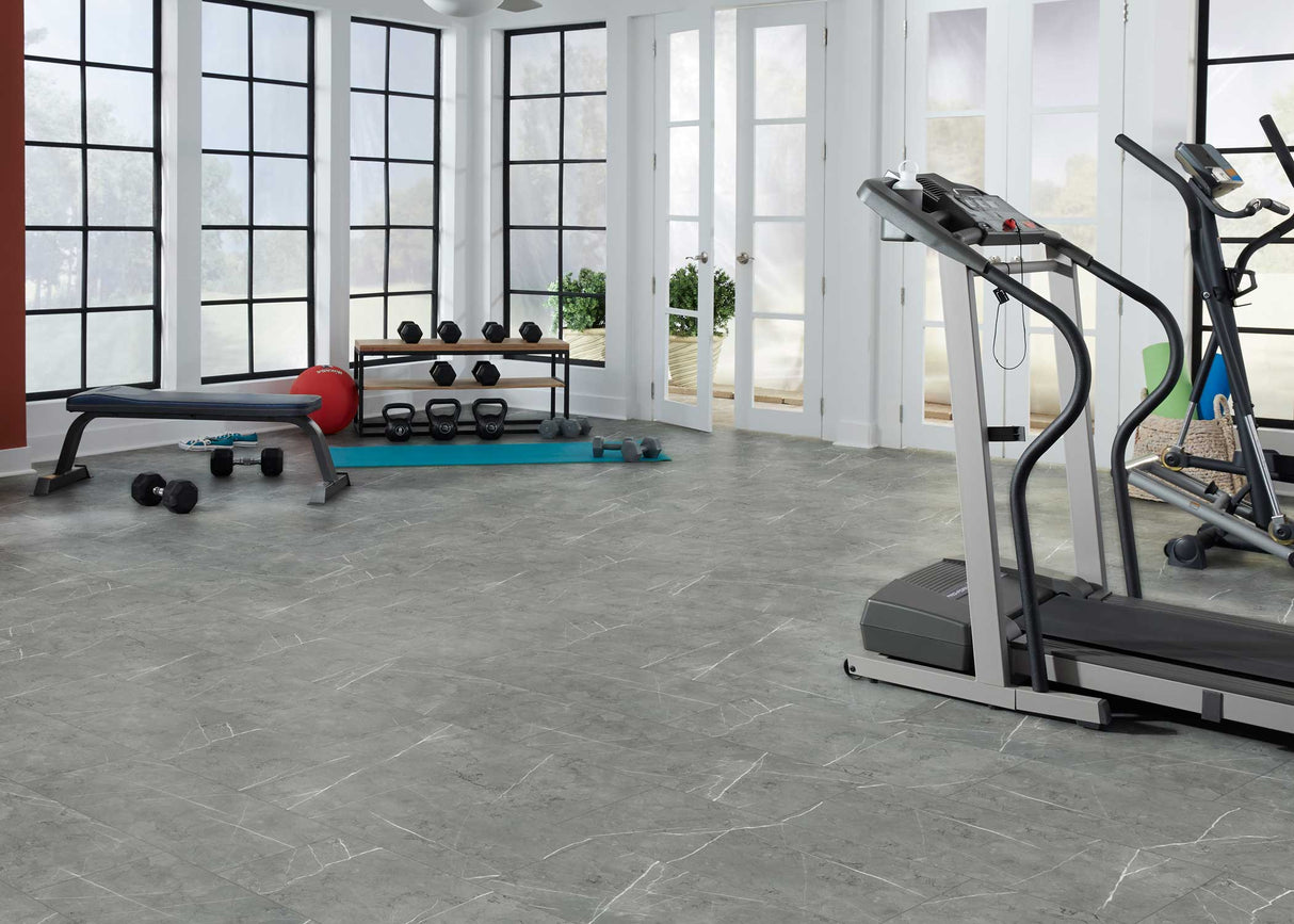 5mm w/pad Grigio Salerno Waterproof Rigid Vinyl Tile 12 in. Wide x 24 in. Long