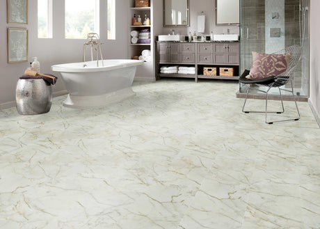 5mm w/pad Luna Bianca Waterproof Rigid Vinyl Tile Flooring 12 in. Wide x 24 in. Long