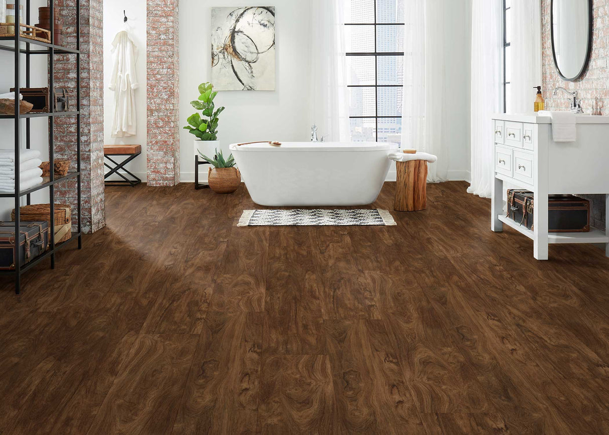 8mm w/pad Antique Brazilian Cherry Waterproof Rigid Vinyl Plank Flooring 8.86 in. Wide x 60 in. Long