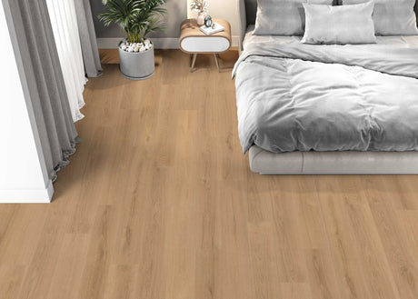 8mm w/pad Goldfinch Oak Water-Resistant Hybrid Resilient Flooring 6.97 in. Wide x 50.79 in. Long