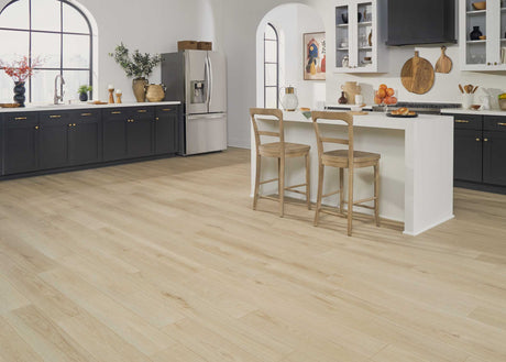 8mm w/pad Goldfinch Oak Water-Resistant Hybrid Resilient Flooring 6.97 in. W x 50.79 in. L - Sample