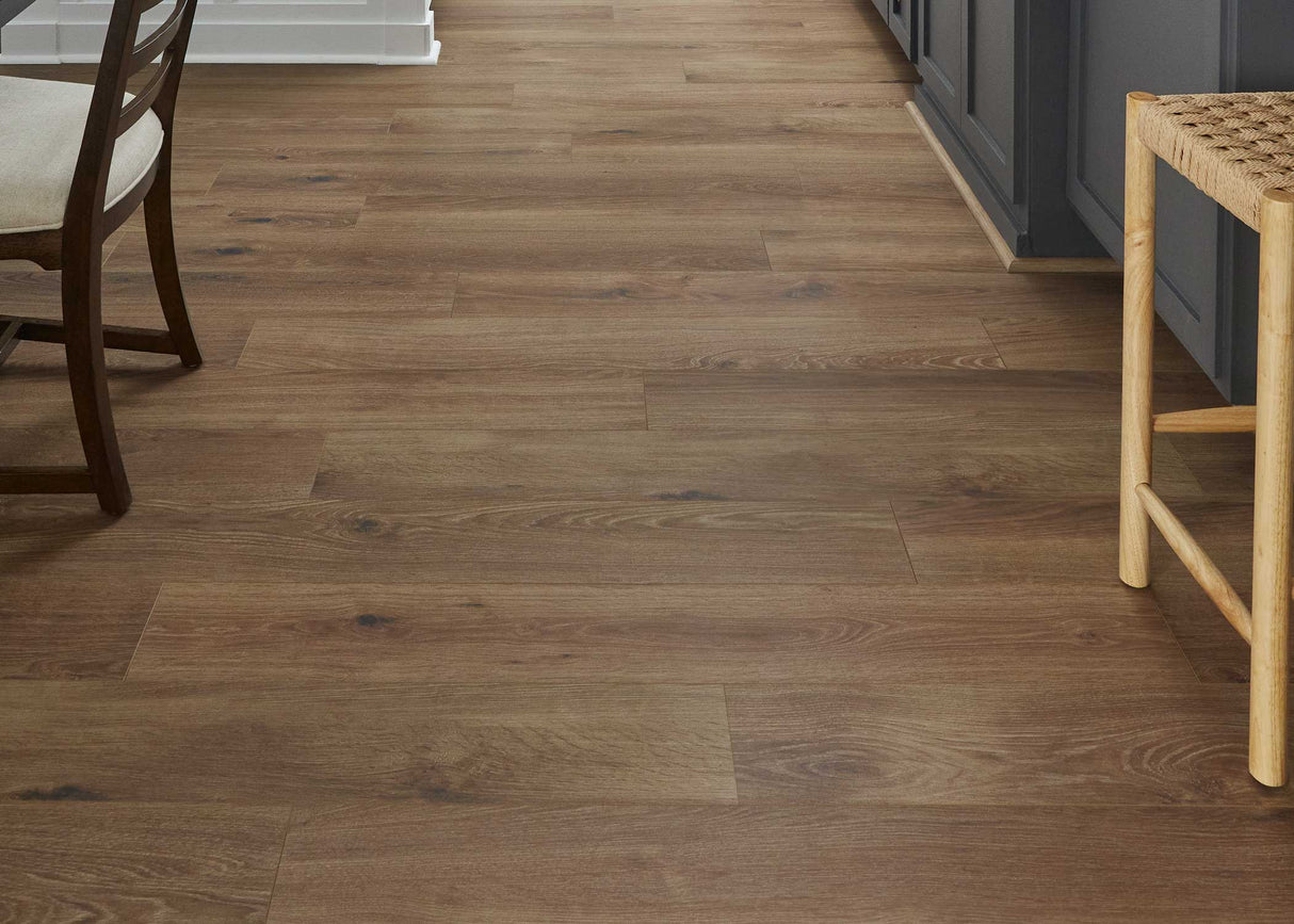 8mm w/pad Hazelton Oak Water-Resistant Hybrid Resilient Flooring 6.97 in. Wide x 50.79 in. Long
