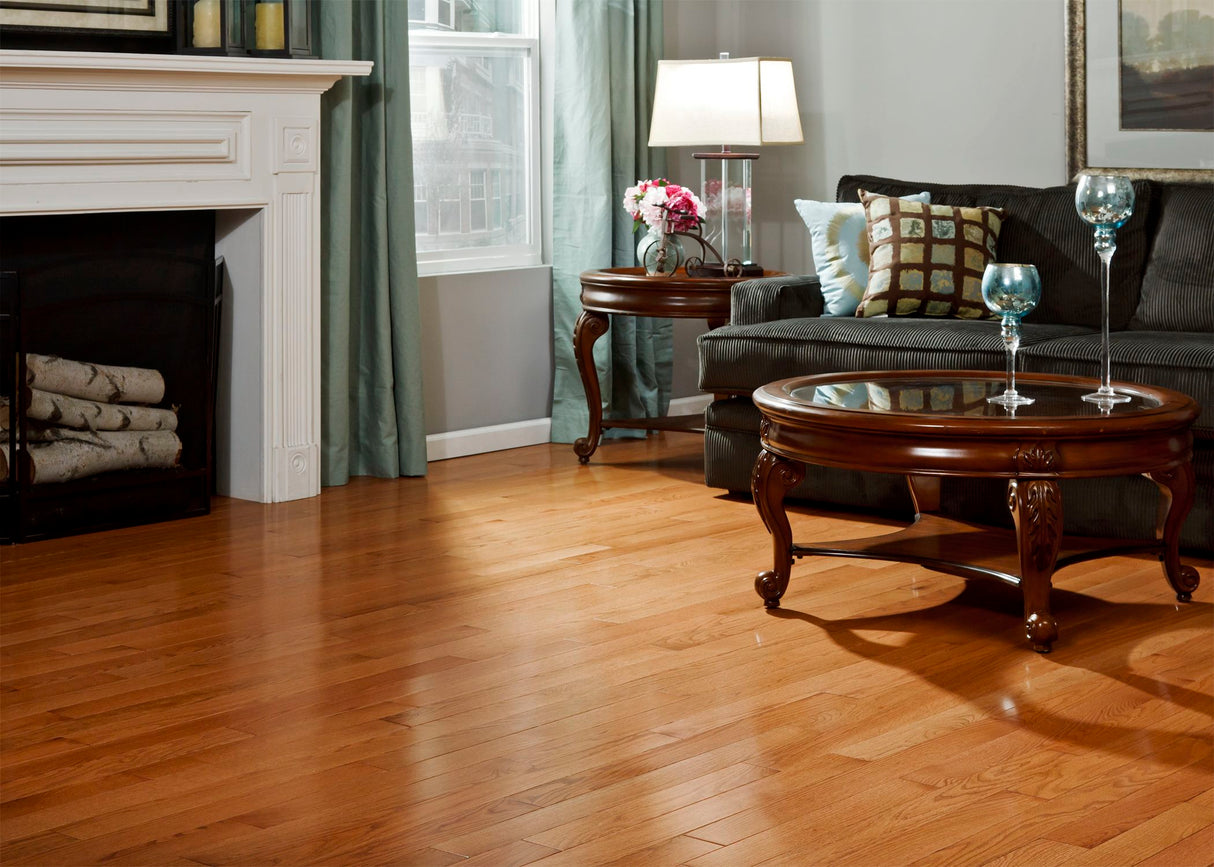 3/4 in. Classic Gunstock Oak Prefinished Solid Hardwood Flooring 3.25 in. Wide