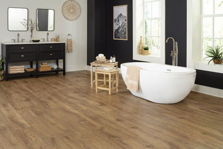 12mm Autumn Cider Oak Water-Resistant Laminate Flooring 7.48 in. Wide x 50.6 in. Long