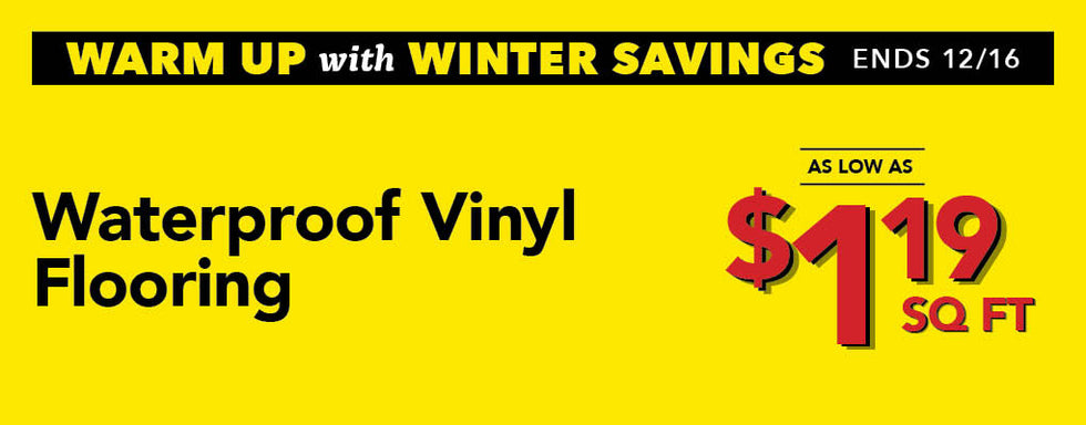 waterproof vinyl flooring as low as $1.19 per square foot