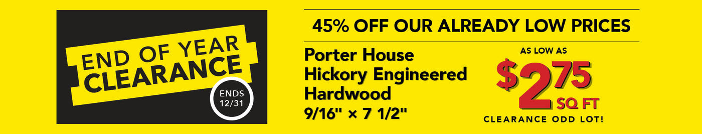 End Of Year Clearance Porter House Hickory Engineered Hardwood as low as $2.75 per square foot