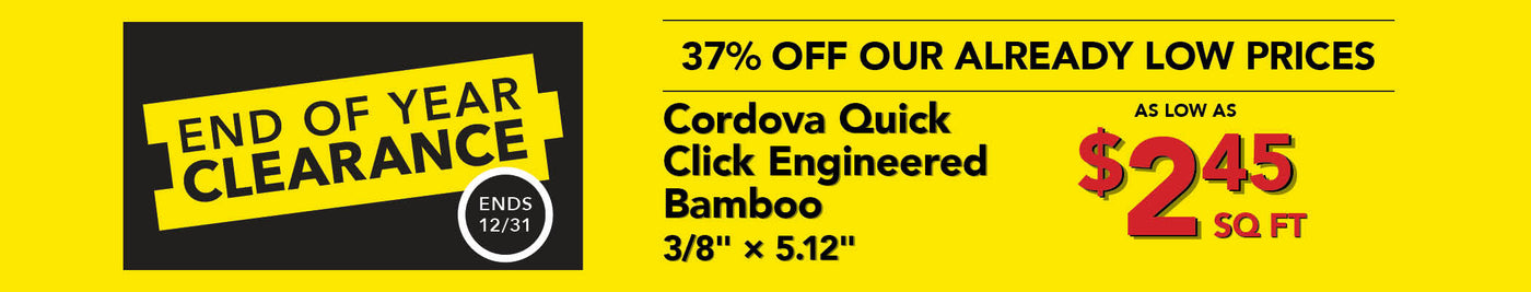 End Of Year Clearance Cordova Quick Click Engineered Bamboo as low as $2.45 per square foot