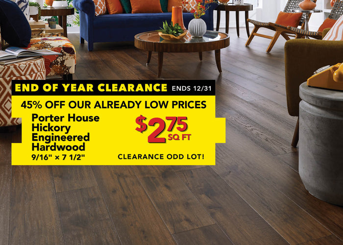 End Of Year Clearance Porter House Hickory Engineered Hardwood $2.75 per square foot