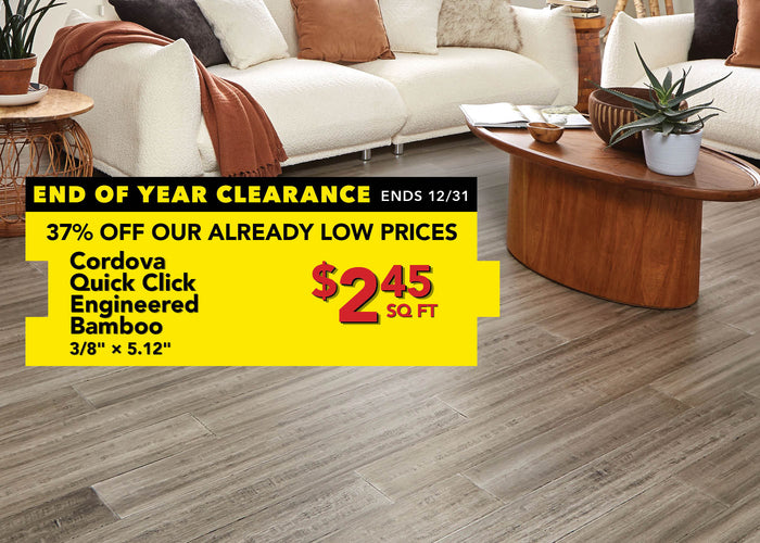 End of Year Clearance Cordova Quick Click Engineered Bamboo $2.45 per square foot