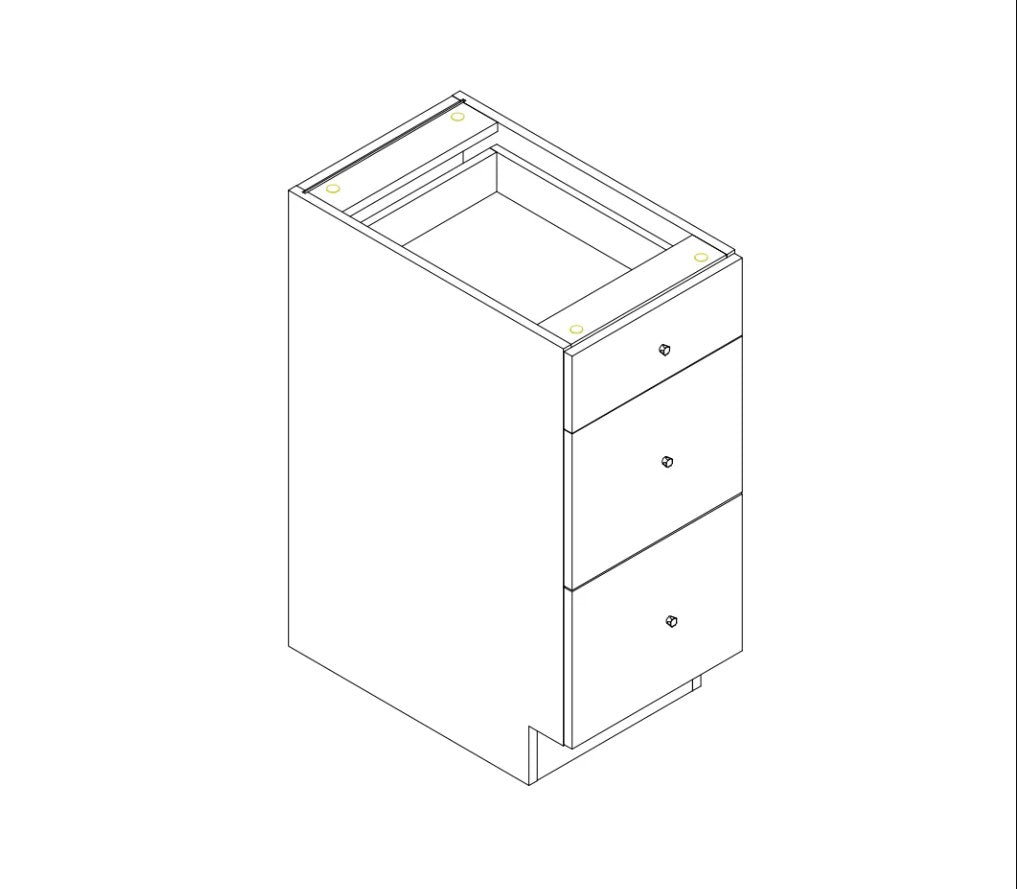 24 in. Wide x 24 in. Deep x 34.5 in. Tall - Walnut 3 Drawer Closet Cabinet