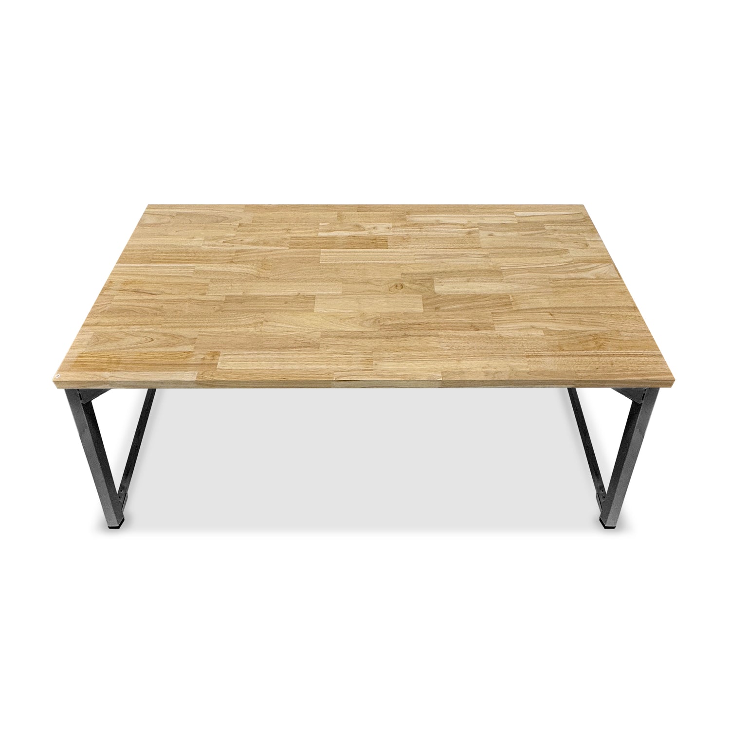 Hevea Unfinished Solid Wood Desktop with Black Metal Frame Legs Combo