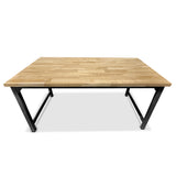 Hevea Unfinished Solid Wood Desktop with Black Metal Frame Legs Combo