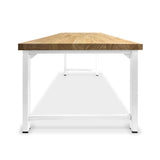 Hevea Unfinished Solid Wood Desktop with White Metal Frame Legs Combo