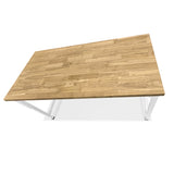 Hevea Unfinished Solid Wood Desktop with White Metal Frame Legs Combo