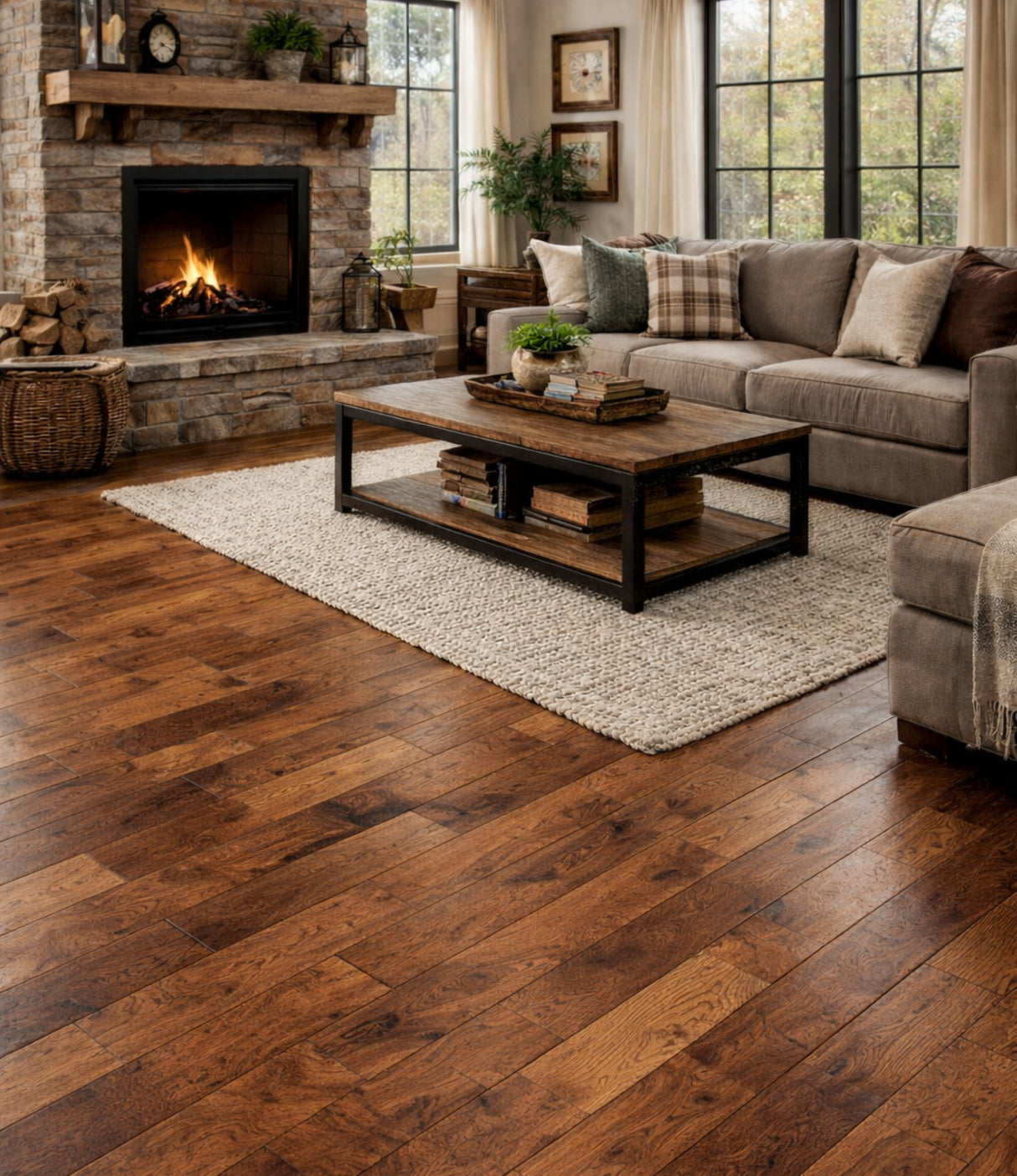 3/4 in. Roasted Chestnut Hickory Prefinished Solid Hardwood Flooring 5 In. Wide