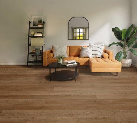 12mm w/pad Keystone Orchard Oak Waterproof WPC Vinyl Plank Flooring 9 in. Wide x 60 in. Long