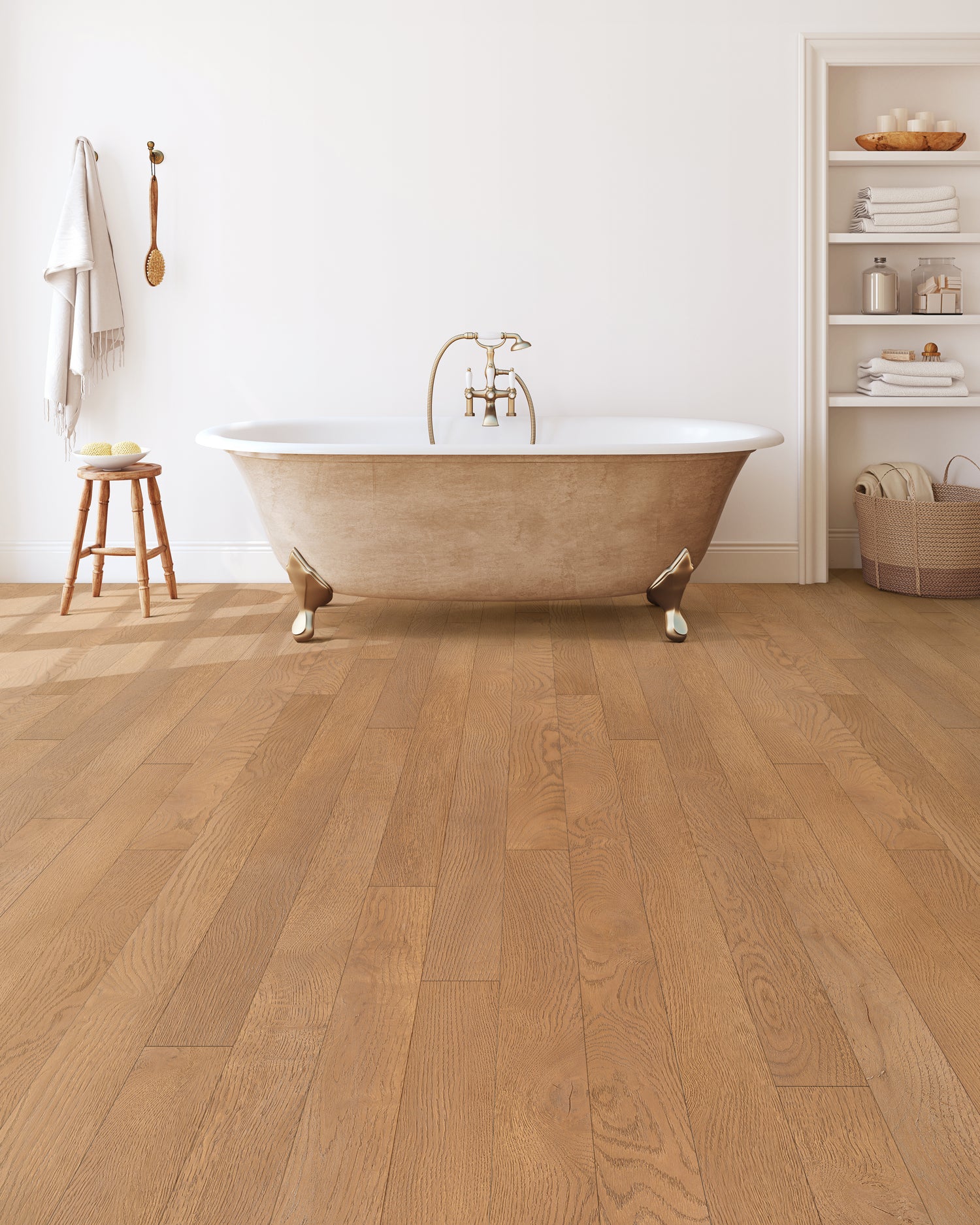 6.5mm w/pad Red Oak Natural Waterproof WPC Vinyl Plank Flooring 3.26 in. Wide x Multi Length