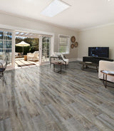 8mm w/pad Crystal Cove Grey Waterproof WPC Vinyl Plank Flooring 6 in. Wide x 48 in. Long