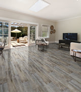 8mm w/pad Crystal Cove Grey Waterproof WPC Vinyl Plank Flooring 6 in. Wide x 48 in. Long
