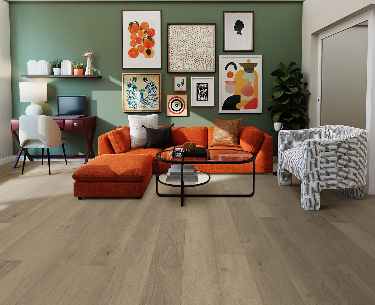 8mm w/pad Coastal Dawn Oak Waterproof WPC Vinyl Plank Flooring 6 in. Wide x 48 in. Long