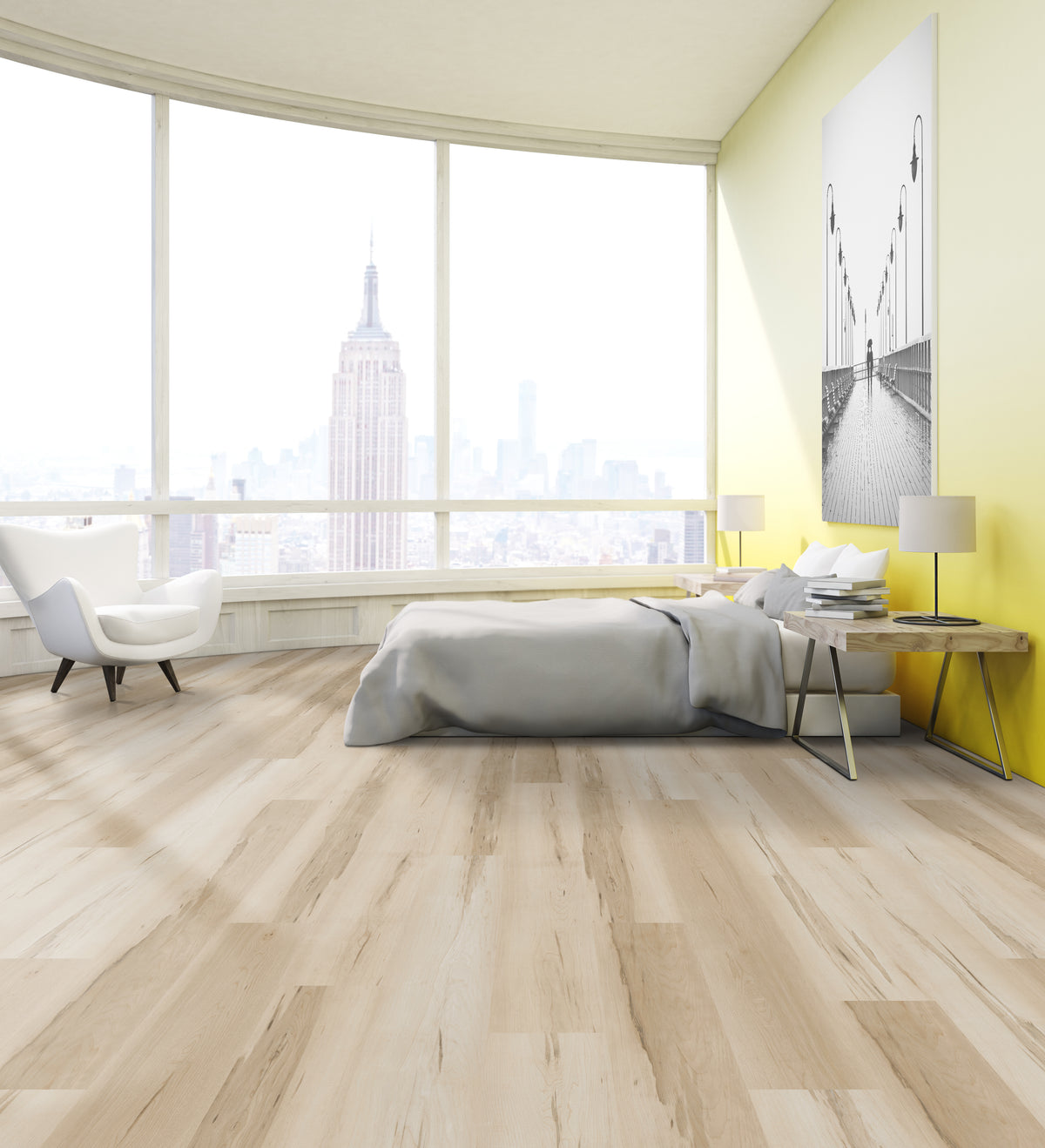 8mm w/pad Maple Waterproof WPC Vinyl Plank Flooring 6 in. Wide x 48 in. Long