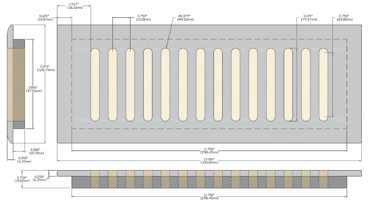 4 x 12 Bavarian White Oak Drop In Grill