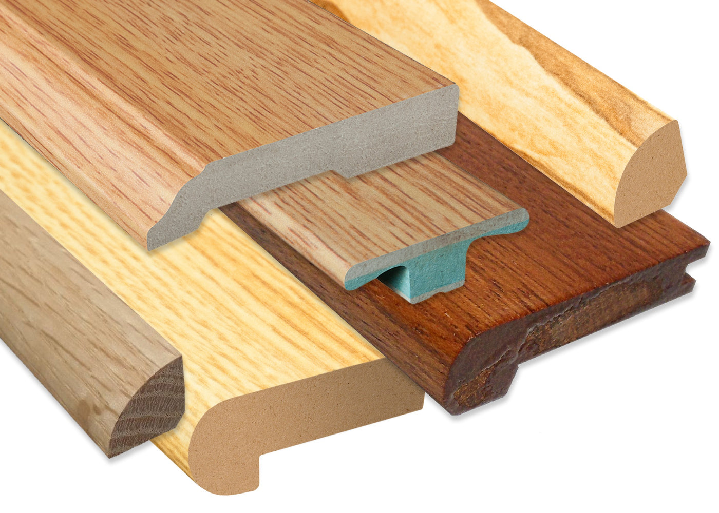 Stack of different flooring moldings