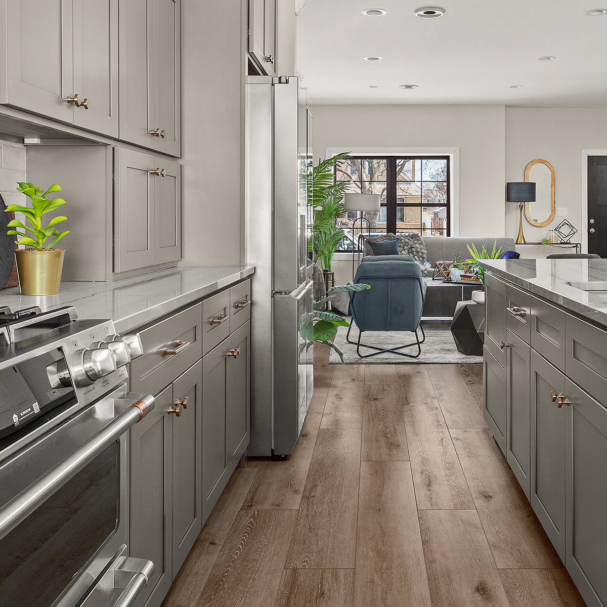 8mm w/pad Feathered Pine Waterproof WPC Vinyl Plank Flooring 9 in. Wide