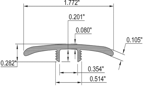 Hunter Valley Ash Waterproof 1.77 in wide x 7.5 ft Length T-Molding
