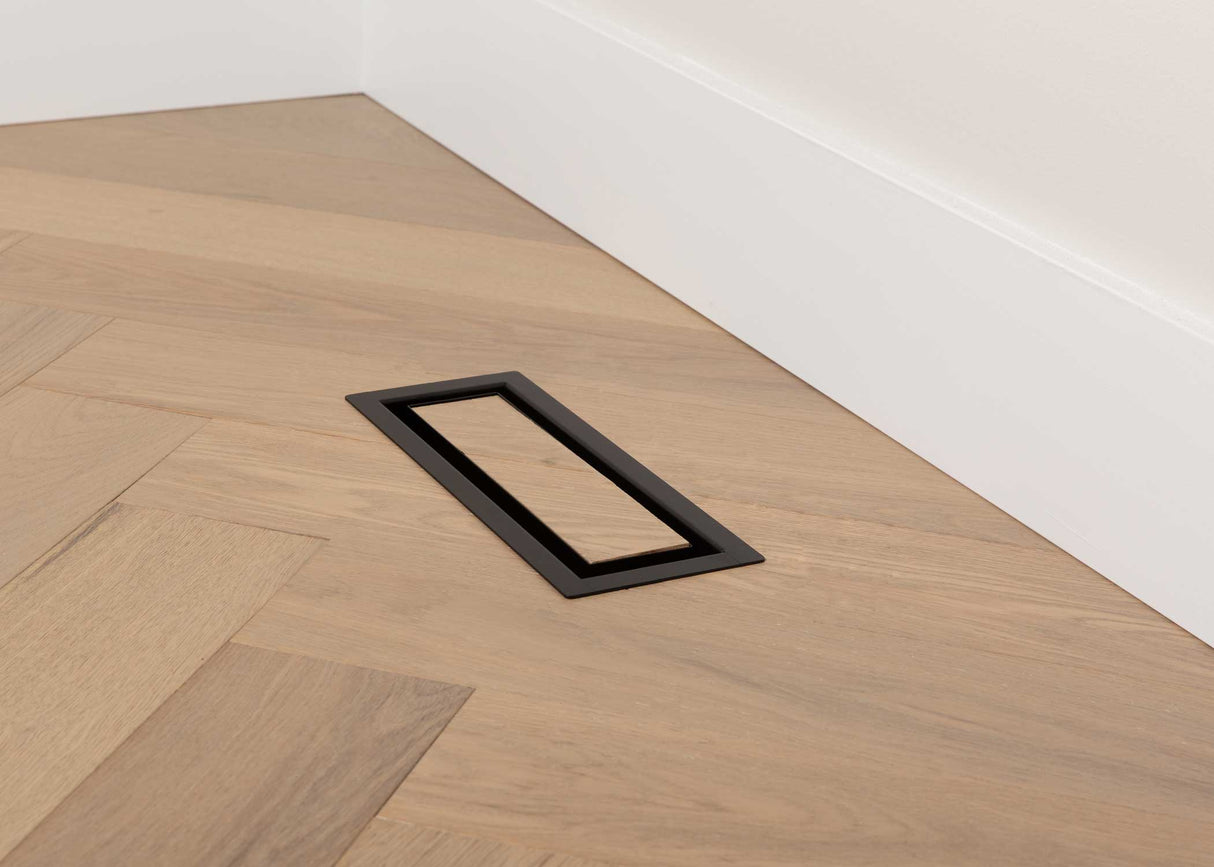 Luxe - Framed Steel Floor Vent Matte Black 6x12"