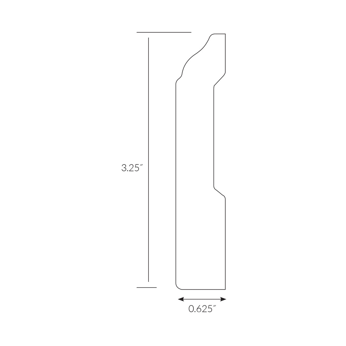 Duskwood Hickory 3.25 in wide x 7.5 ft Length Baseboard