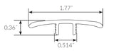 Honey Falls Hickory Hybrid Resilient Waterproof 1.77 in wide x 7.5 ft Length Low Profile T-Molding