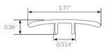 Honey Falls Hickory Hybrid Resilient Waterproof 1.77 in wide x 7.5 ft Length Low Profile T-Molding