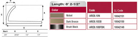 3/8" x 96" Brushed Black Tile Round-Edge