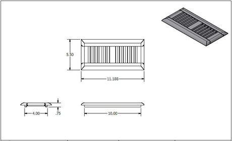 4" x 10" Red Oak Drop In Grill