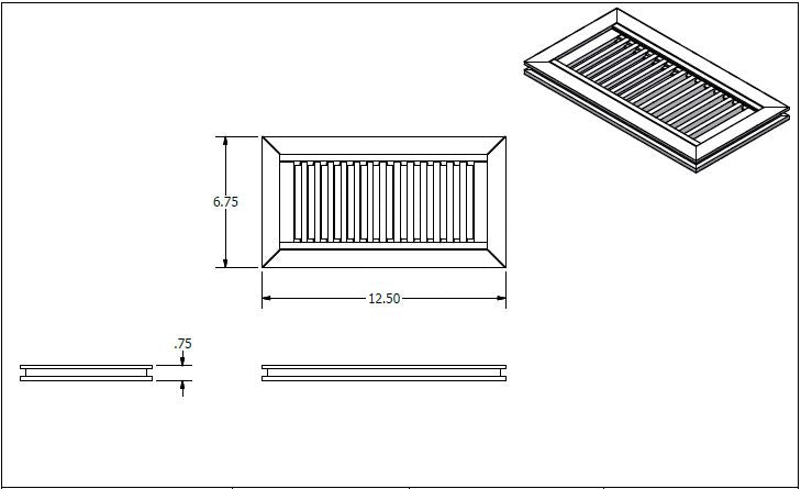 4" x 10" Red Oak Flush Grill