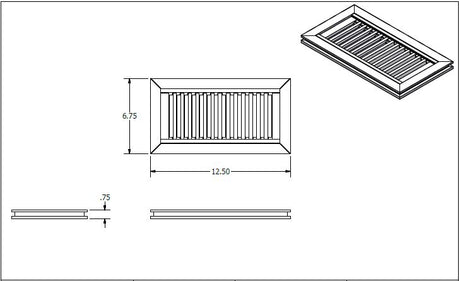 4" x 10" Red Oak Flush Grill