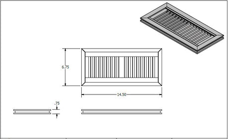 4" x 12" Unfinished Red Oak Flush Grill